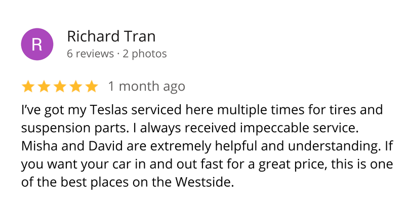 Google review from a Tire Fella customer