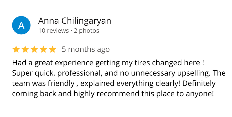 Google review from a Tire Fella customer
