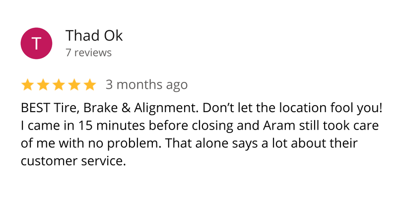 Google review from a Tire Fella customer