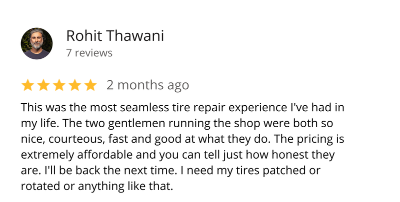 Google review from a Tire Fella customer